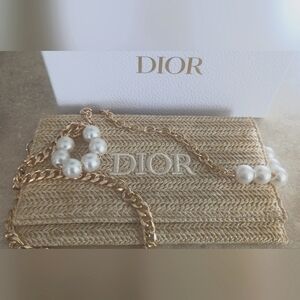 DIOR faux-riffa clutch pouch
